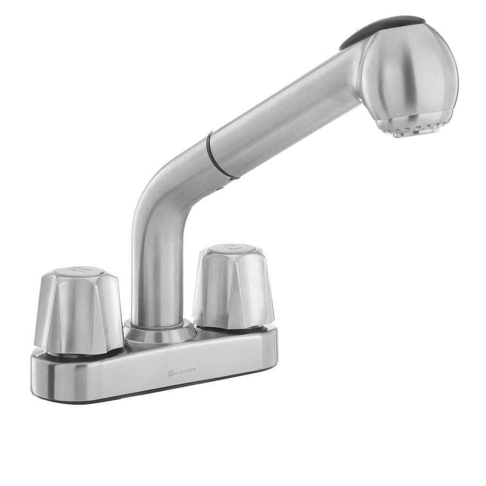 Glacier Bay 4 In 2 Handle Centerset Pull Out Laundry Faucet In