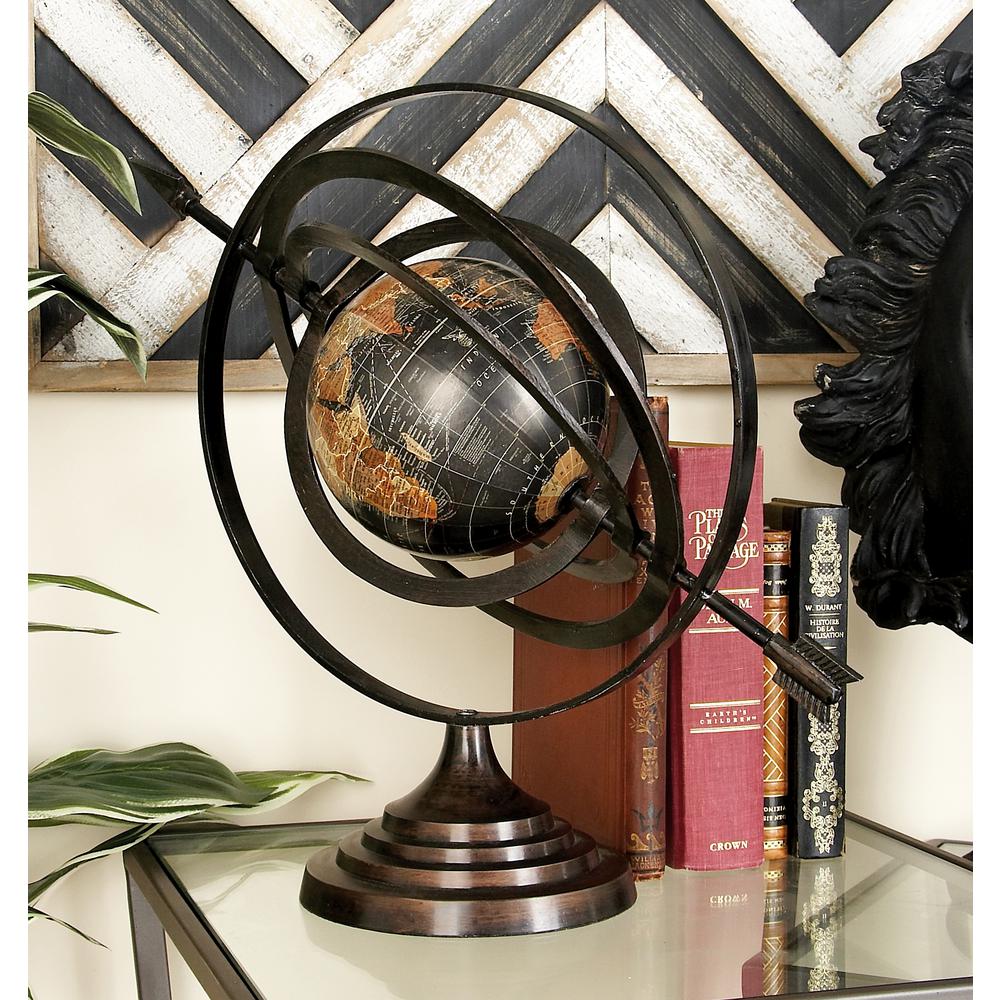 Litton Lane Modern Black Globe And Armillary Sphere With Spear Litton Lane Modern Black Globe And Armillary Sphere With Spear Finials