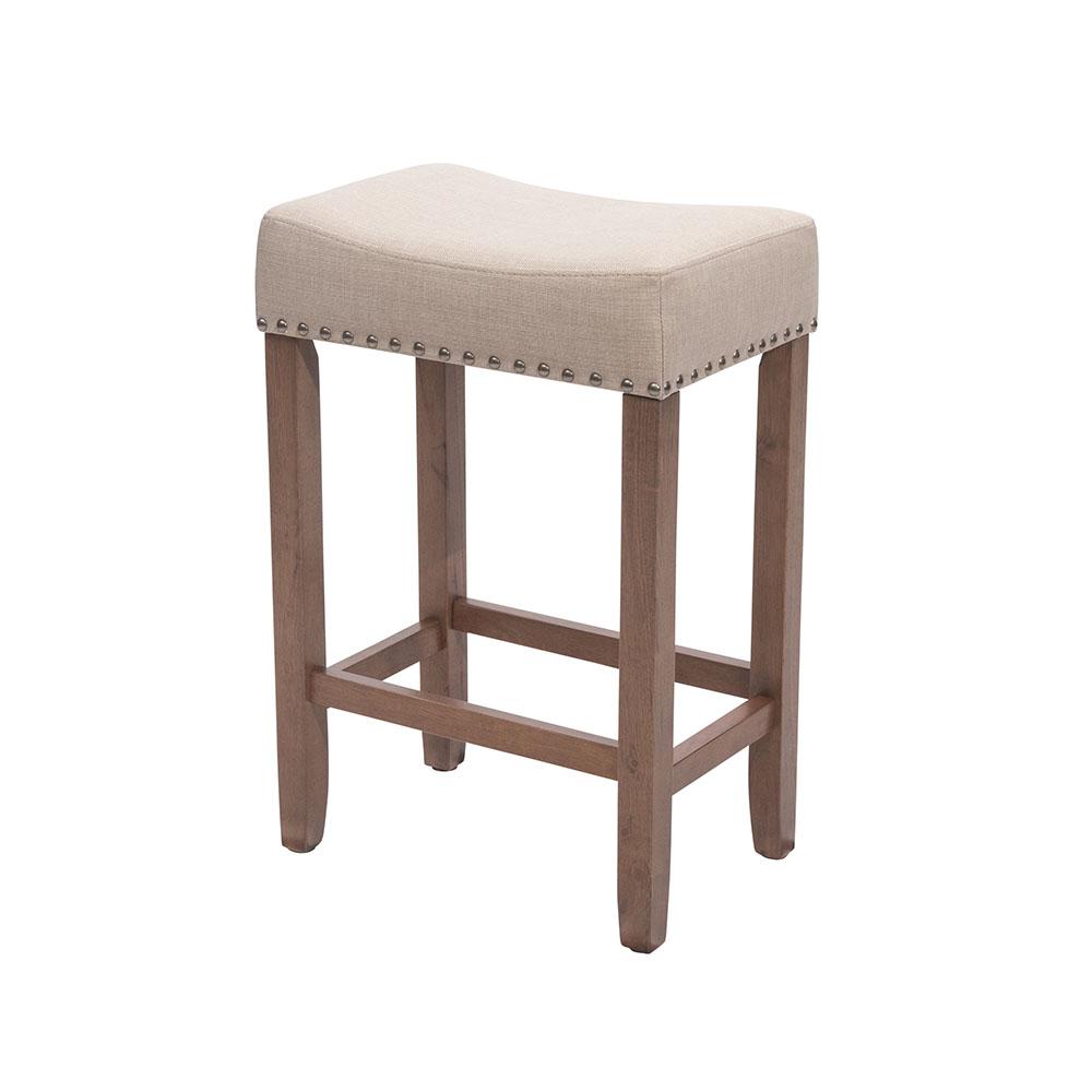 Rustic Bar Stools Kitchen Dining Room Furniture The Home Depot Dark Sand And Beige Cushioned Bar Stool