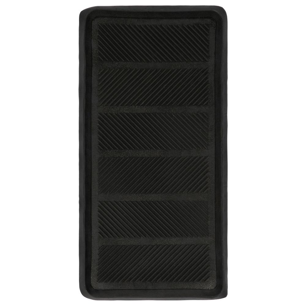 Ottomanson Rubber Doormat Collection Black Tray 16 In X 32 In