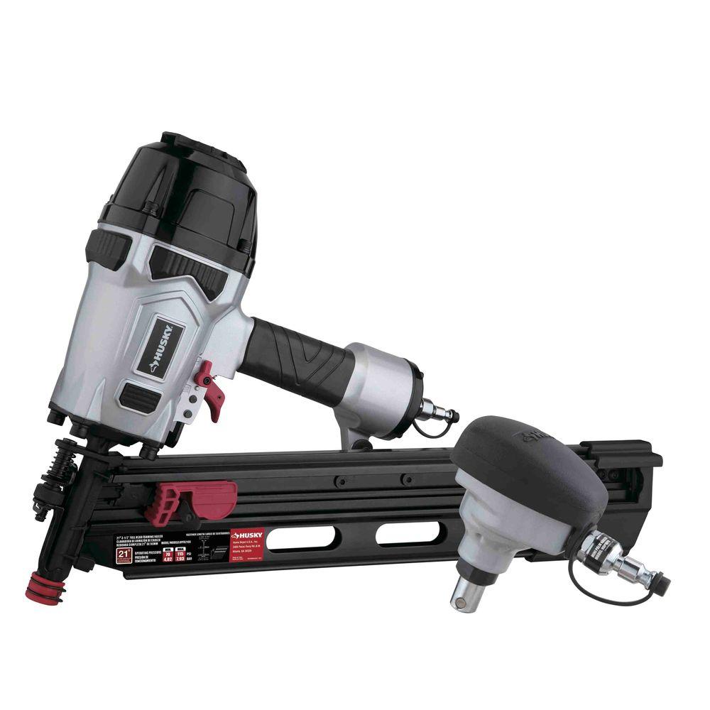 Husky Pneumatic 21-Degree Framing and Mini Palm Nailer Kit ...