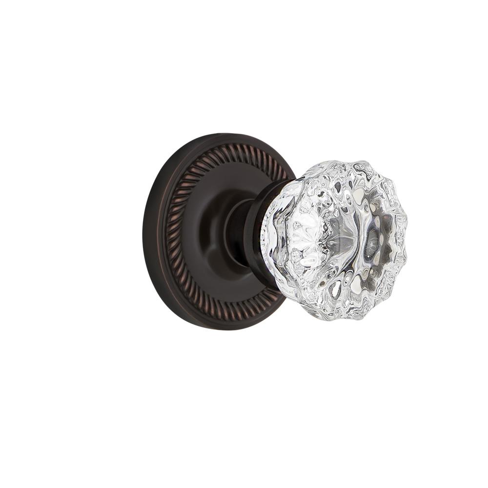 Nostalgic Warehouse Rope Rosette Interior Mortise Crystal Glass Door Knob in Timeless Bronze 