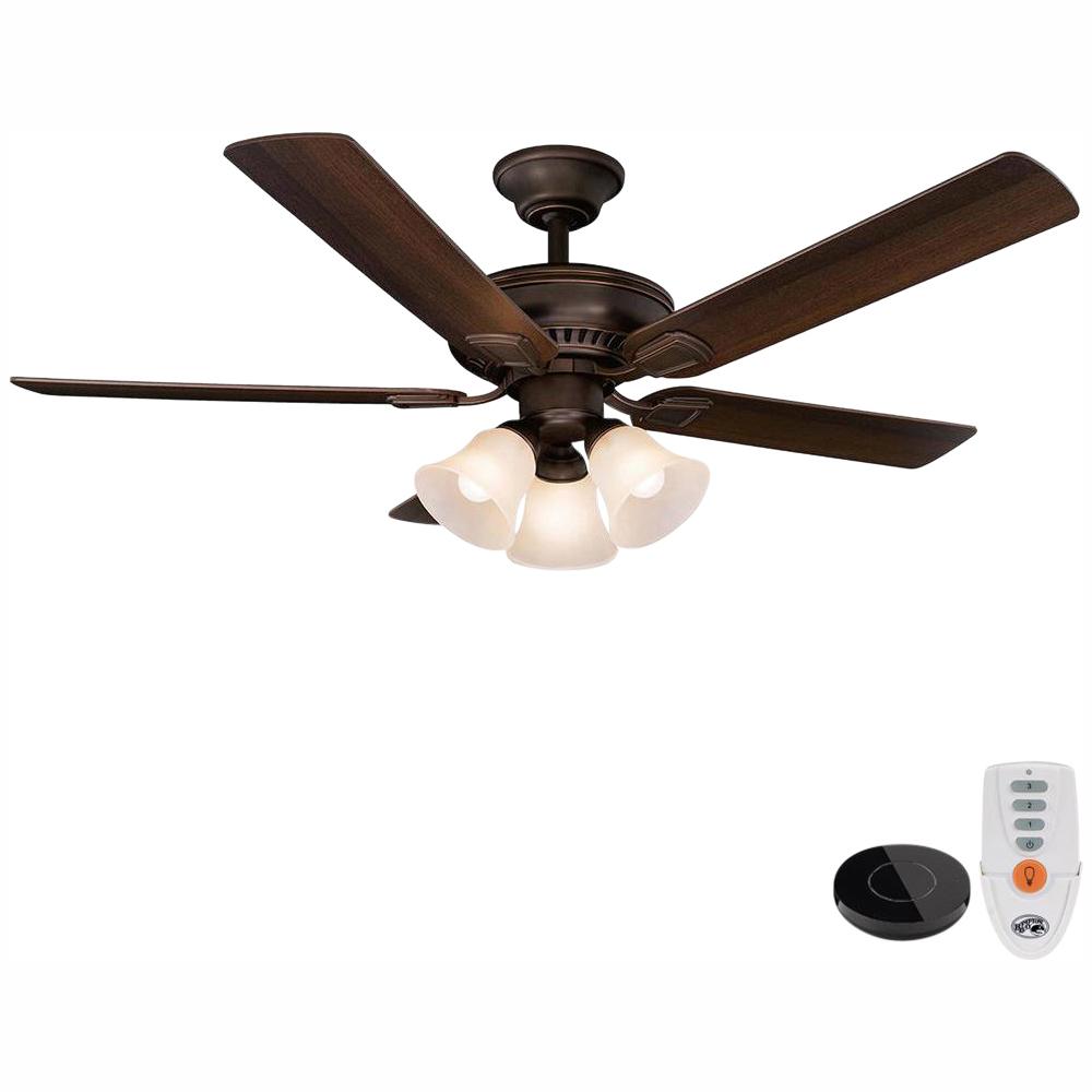 Hampton Bay Campbell 52 In Led Mediterranean Bronze Ceiling Fan