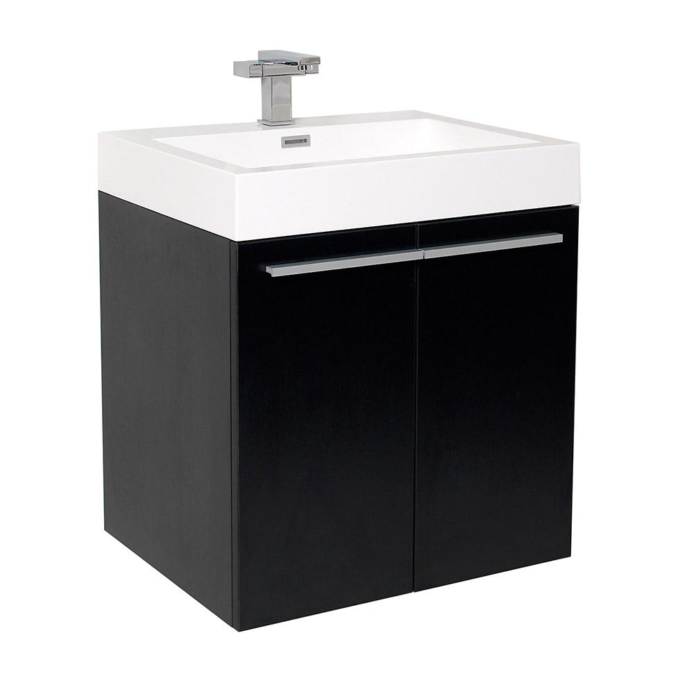 Fresca Alto 23 in. Bath Vanity in Black with Acrylic Vanity Top in
