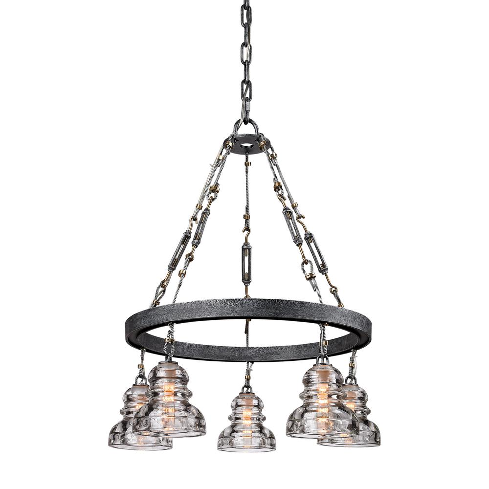 Troy Lighting Menlo Park 5 Light Old Silver Pendant F3135 The Menlo Park 5 Light Old Silver Pendant