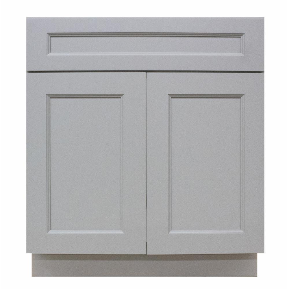 Modern Craftsman Ready To Assemble 27x34 5x24 In Base Cabinet With 2 Door 1 Drawer In Gray