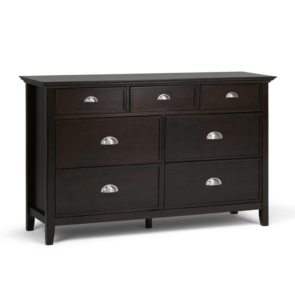 Simpli Home Acadian 7 Drawer Solid Wood 58 In Wide Rustic Bedroom