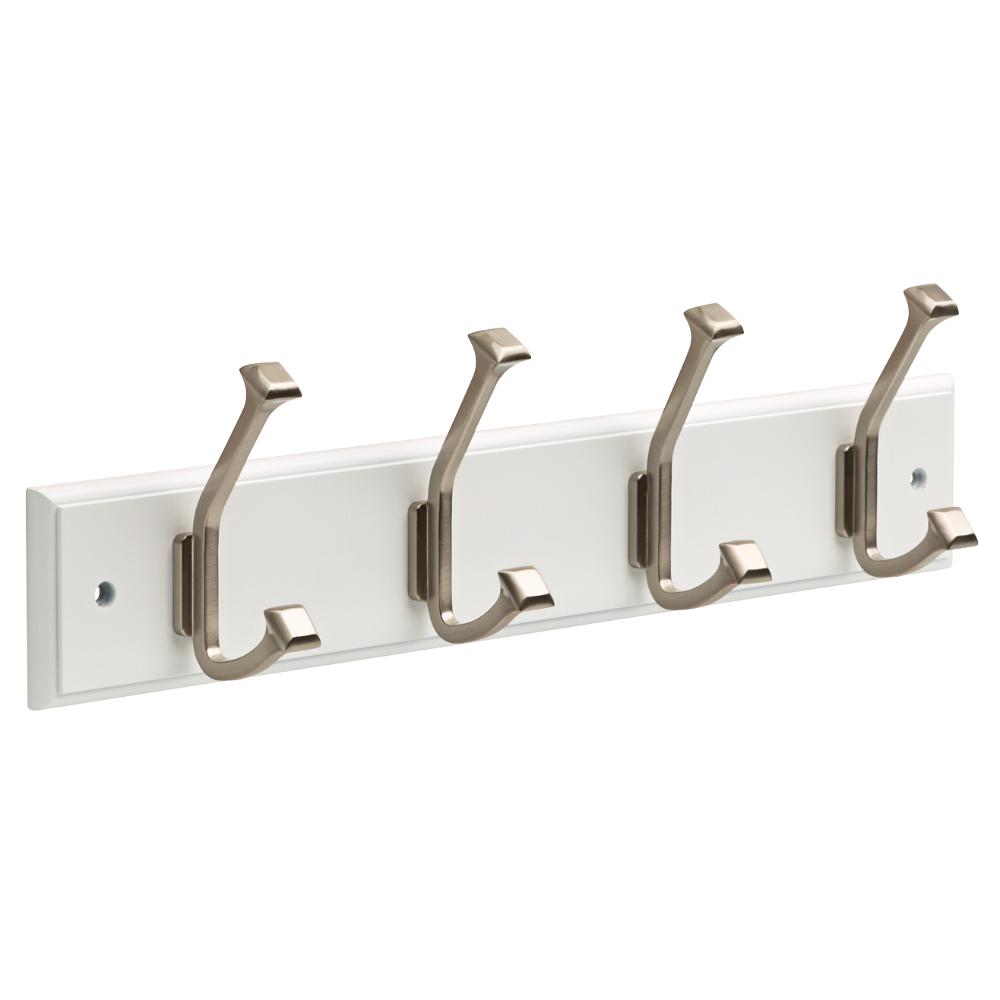 Liberty 27 in. White and Satin Nickel TriHook Rack129848 The Home Depot