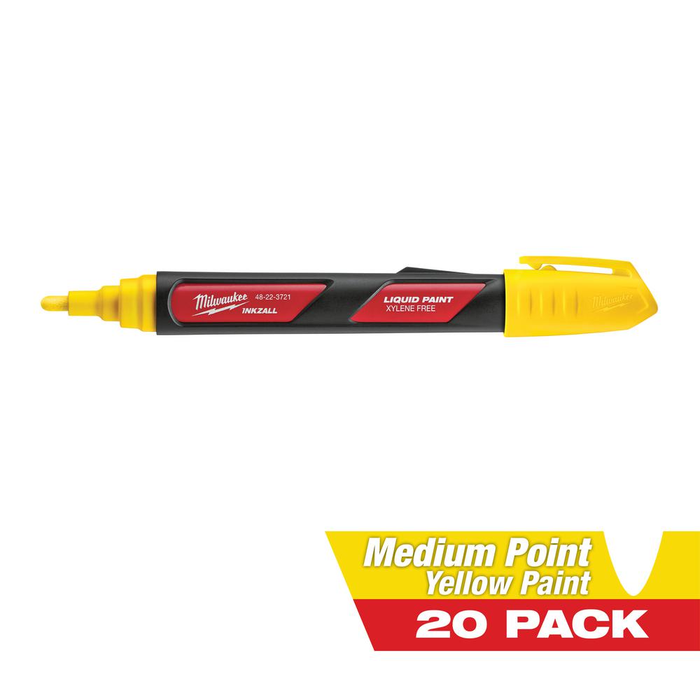 Milwaukee INKZALL Yellow Paint Marker (20Pack)4822372220X The