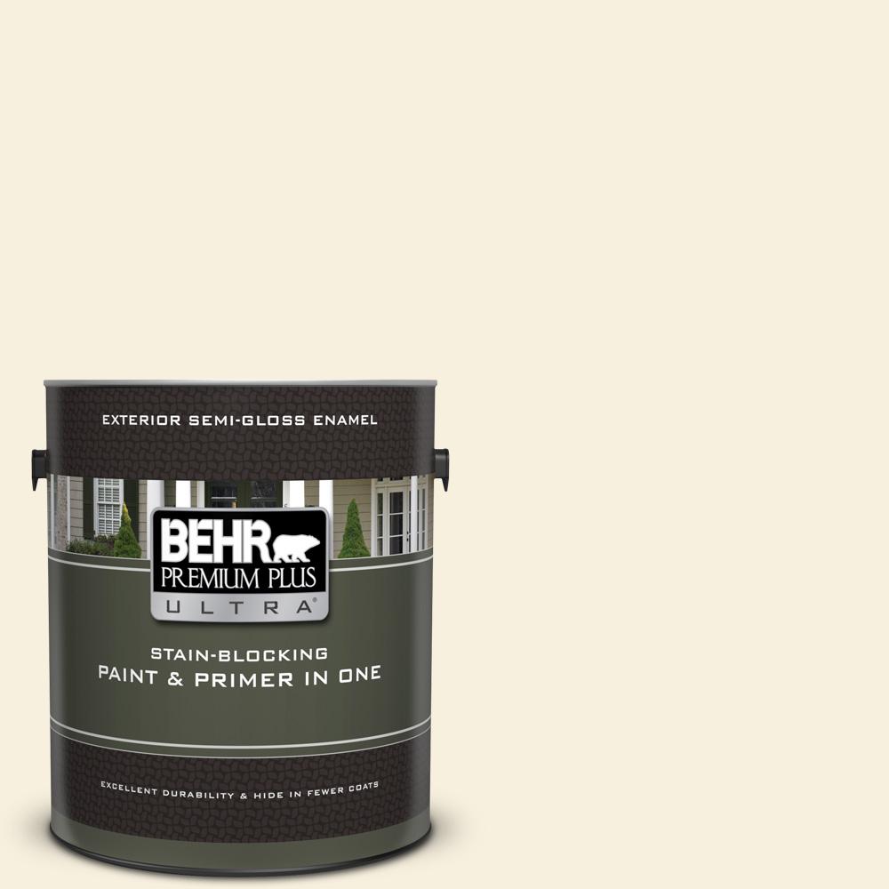 Behr Premium Plus Ultra 1 Gal 350e Moonlight White Semi Gloss 350e 1 Moonlight White Semi Gloss Enamel Exterior Paint And Primer In One