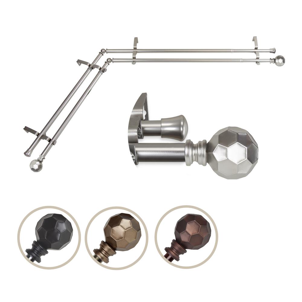 Emoh 13 16 Dia Adjustable Corner Window Double Curtain Rod 120 To
