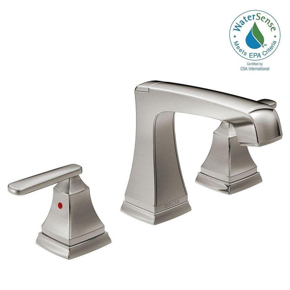 Delta Ashlyn 8 In Widespread 2 Handle Bathroom Faucet With Metal Drain Assembly In Stainless 