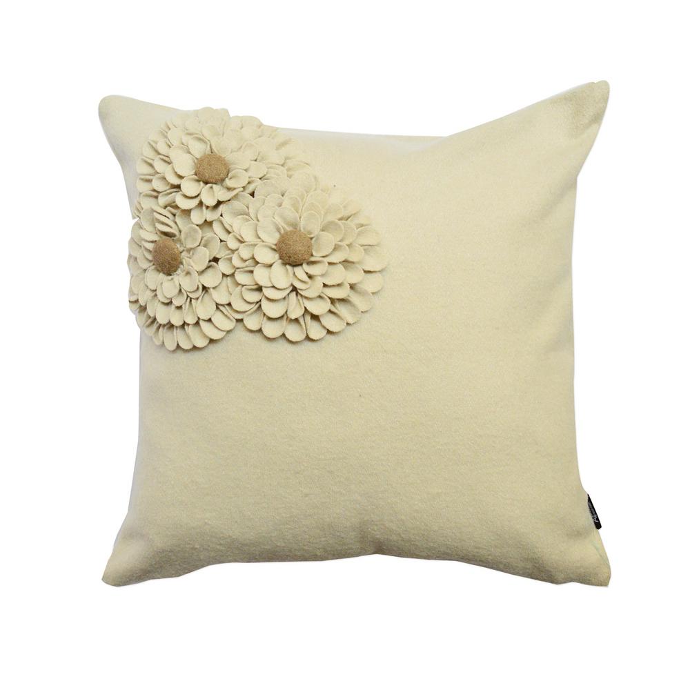Woolen Felt Floral Standard Throw Pillow Rcc 584 The Home Depot