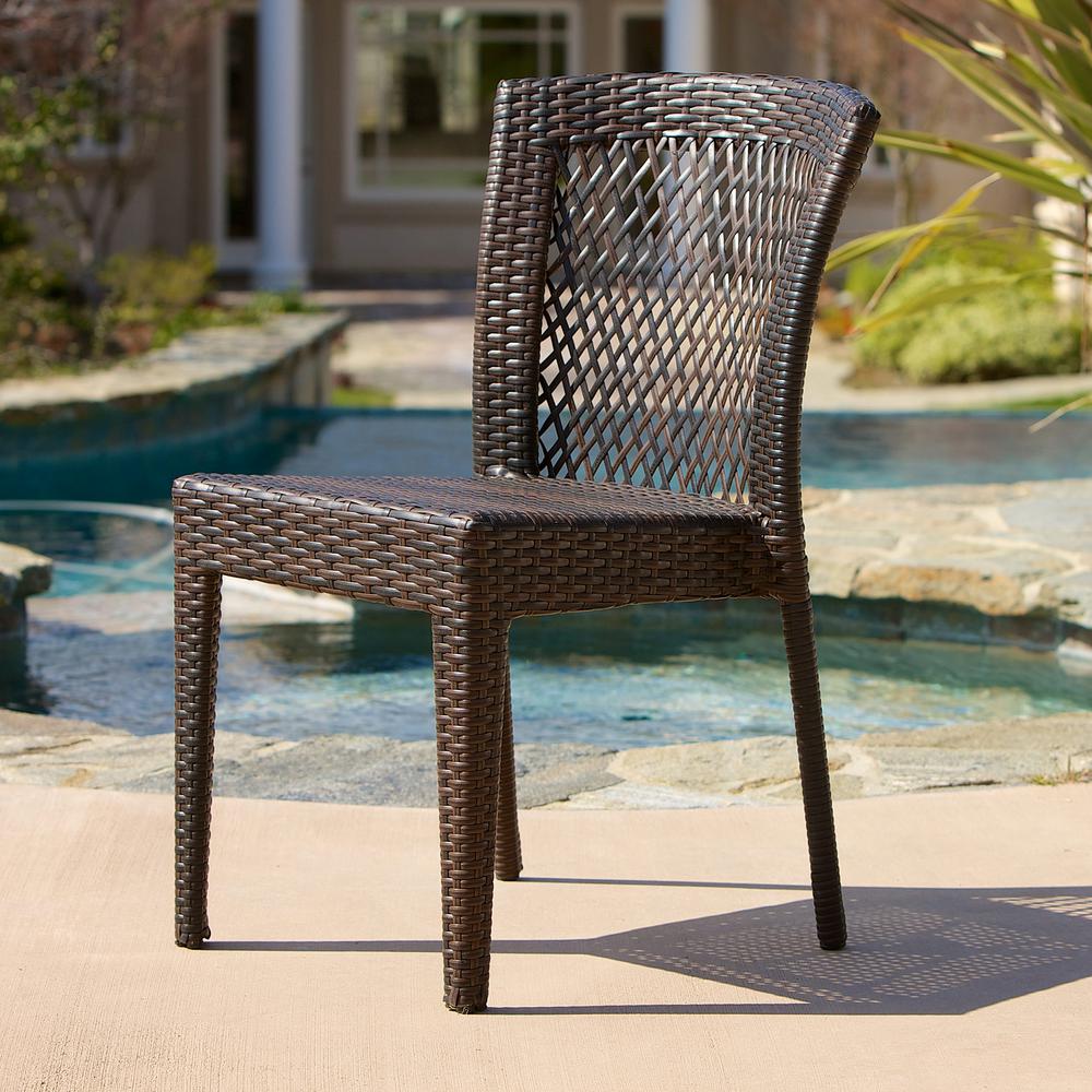 Noble House Dusk Multi Brown Wicker Outdoor Dining Chairs (Set of 2