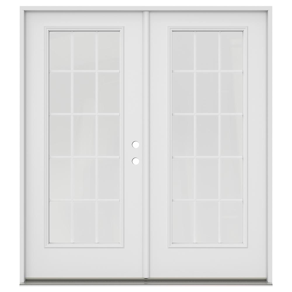 JELD-WEN 72 in. x 80 in. Primed Steel Left-Hand Inswing 15 Lite Glass ...