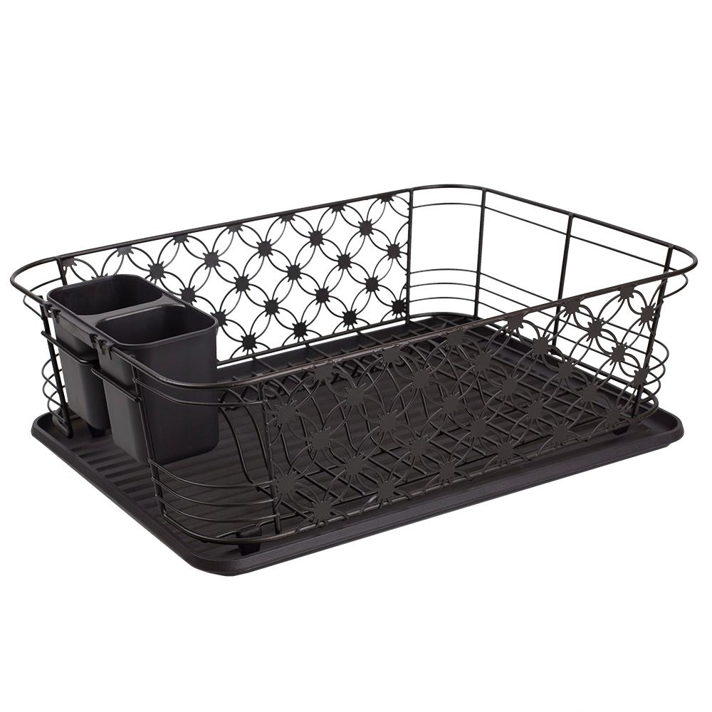 Home Basics 3-Piece Black Decorative Wire Dish Rack-DD47838 - The Home ...