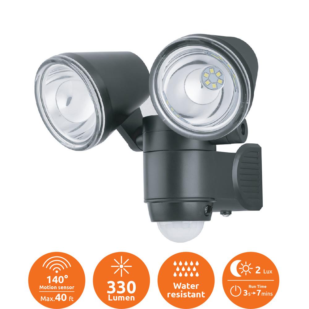 Motion Sensing Landscape Lighting Outdoor The Home Depot Super Bright Black 330 Lumen Motion Activated Outdoor Dual Head Led 6500k Battery Ed Landscape