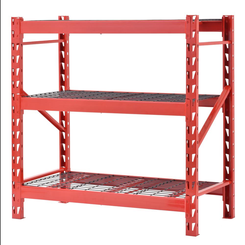 Muscle Rack Red 3Tier Welded Steel Garage Storage Shelving Unit (48 in
