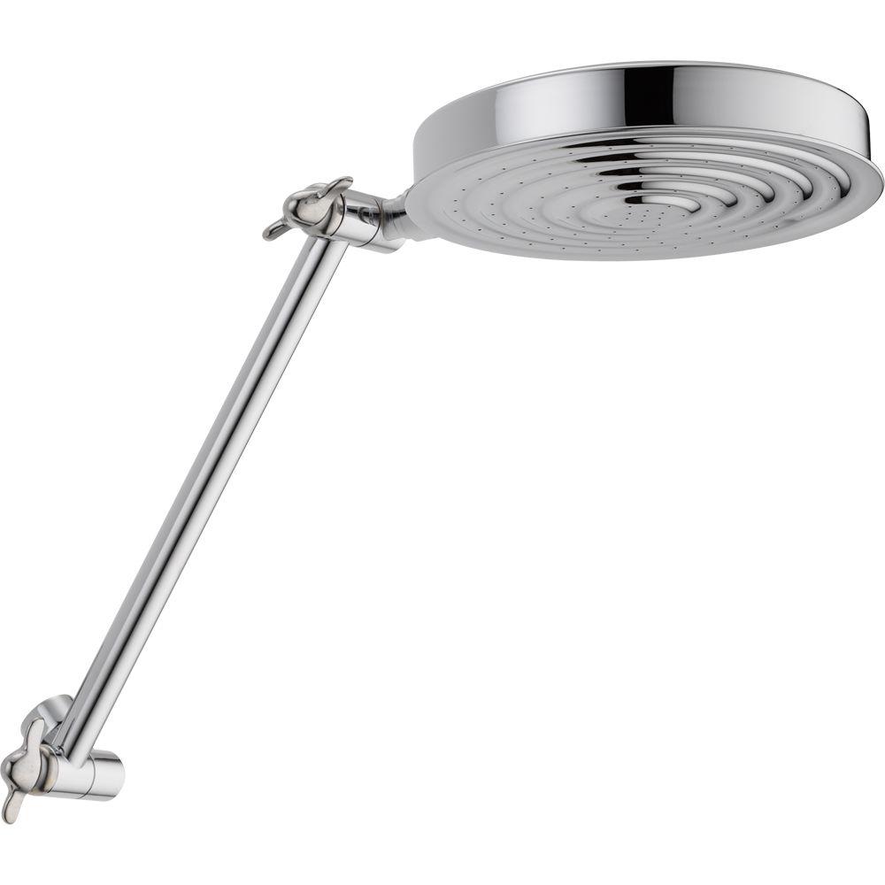 Delta 1 Spray 6 3 In Single Wall Mount Adjustable Fixed Rain Shower Head In Chrome 52687 Pk The Home Depot
