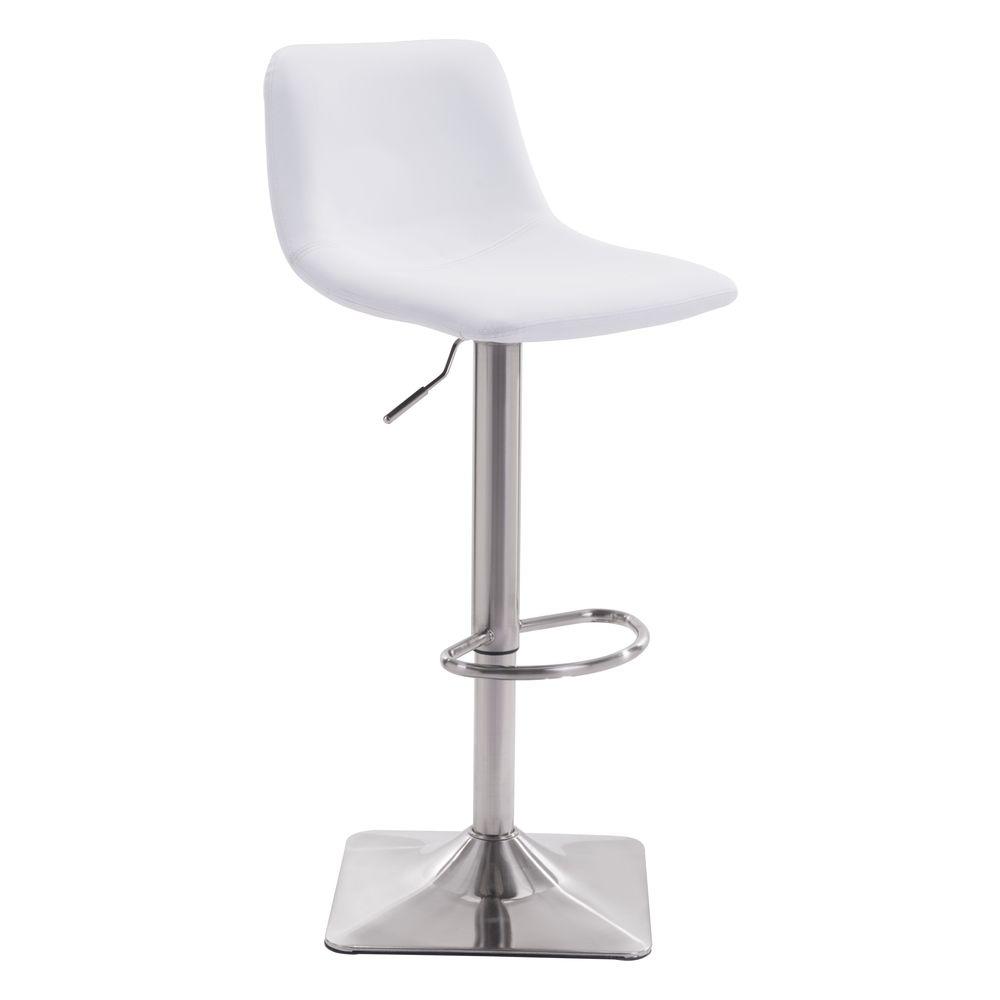 ZUO Adjustable Height White Bar Stool301113 The Home Depot