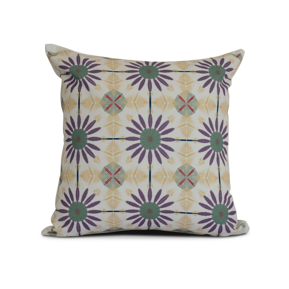 Purple 18 x 18 E by design Woven Tiki Geometric Print Pillow