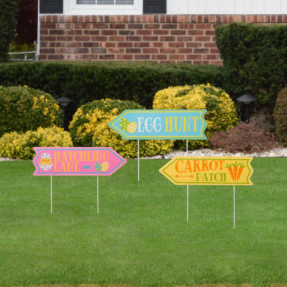 Glitzhome 35 63 In H Metal Easter Yard Stake Or Wall Decor Set Of 3 2006700003 The Home Depot Glitzhome 35 63 In H Metal Easter Yard