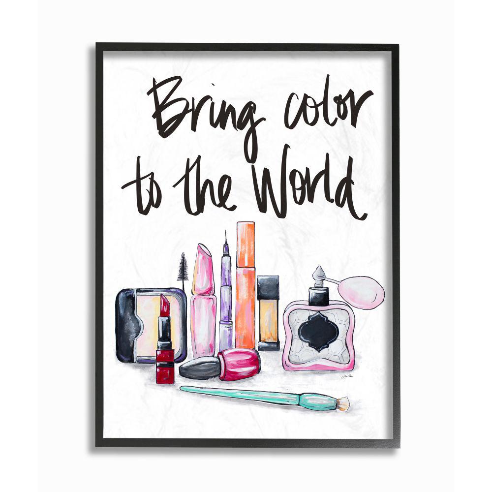 Stupell Industries 16 In X 20 In Color To The World Makeup Fashion Modern Watercolor Word By Gina Ritter Framed Wall Art Ygg 116 Fr 16x20 The Home Depot