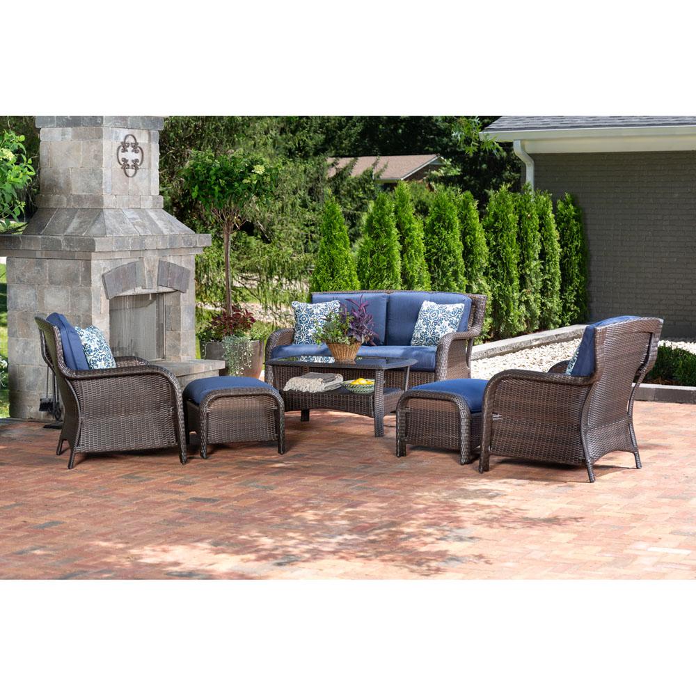 Hanover Strathmere 6Piece AllWeather Wicker Patio Deep Seating Set
