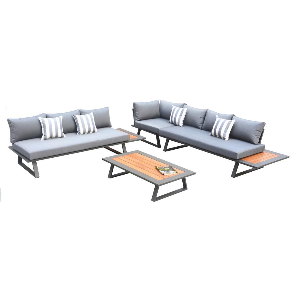 Direct Wicker Michelle Grey 4 Piece Aluminum Outdoor Sofa Set With
