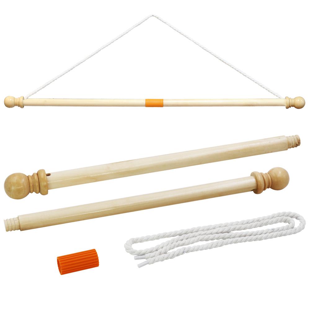 Anley 2 9 Ft Wooden Banner Pole Horizontal Flag Hanger For House