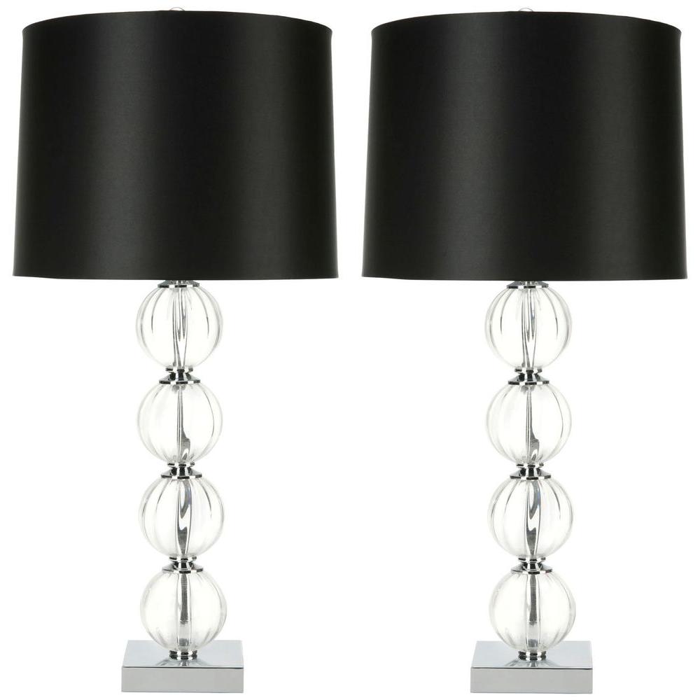 Safavieh Amanda 30 in. Black/Clear Crystal Glass Globe Lamp (Set of 2