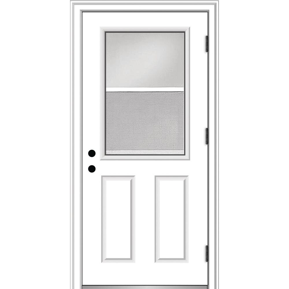 Mmi Door 36 In X 80 In Vented Left Hand Outswing 1 2 Lite Clear Primed Steel Prehung Front Door With Brickmould Z0364693l The Home Depot