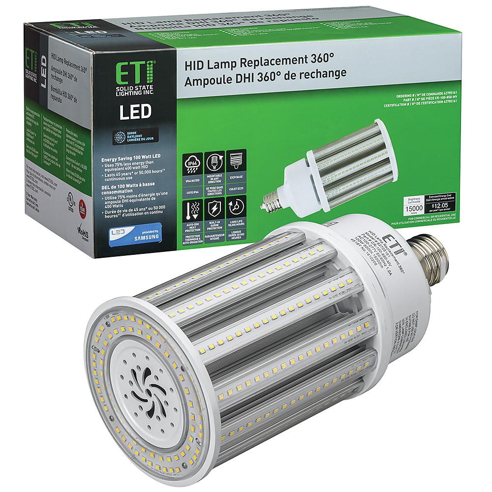 Eti 8 In 400 Watt Equivalent Corn Cob Ex39 Mog Led Light Hid Replacement 360 Degree 100 15 000 Lumens 5000k Daylight