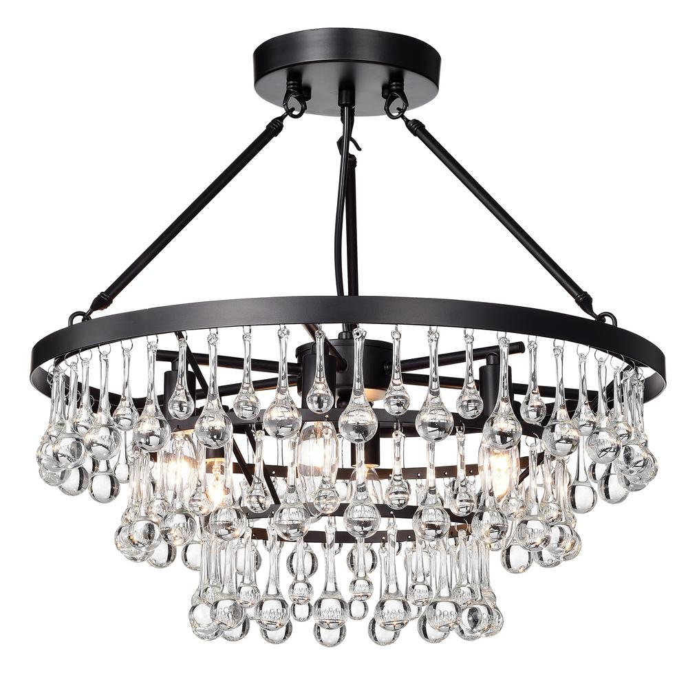 Warehouse Of Kerstin 20 In 6 Light Indoor Black Semi