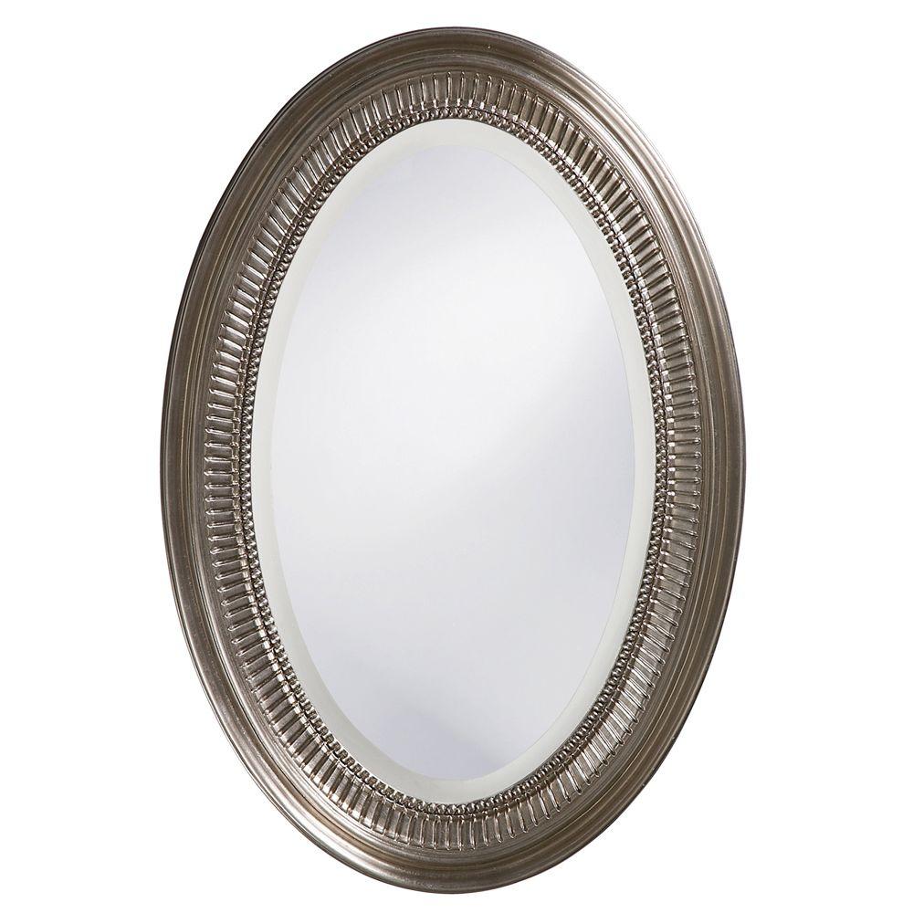 31 in. x 21 in. Brushed Nickel Notched Oval Framed Mirror21116 The