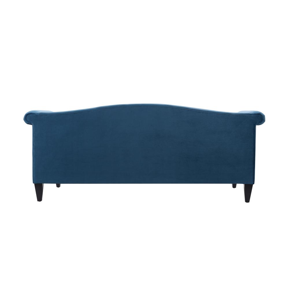 Jennifer Taylor Elaine Satin Teal Camel Back Sofa 63470 3