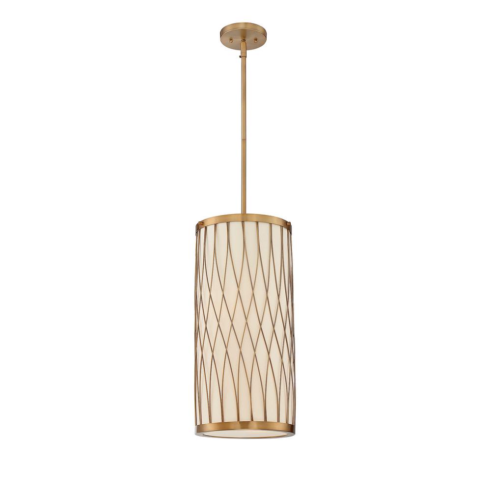 Filament Design 2 Light Warm Brass Pendant With Pale Cream Glass Filament Design 2 Light Warm Brass Pendant With Pale Cream Glass Shade