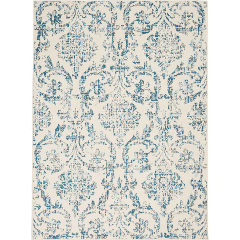 Nourison Jubilant JUB09 White and Blue 5'x7' Farmhouse Area Rug478788