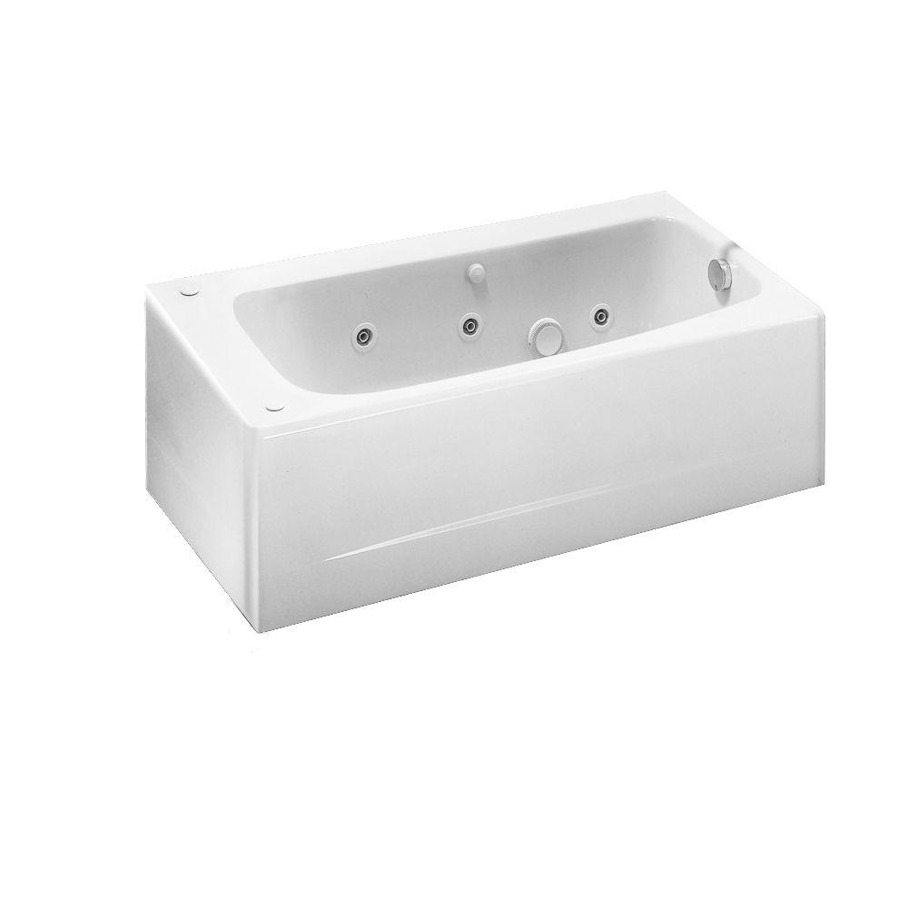 American Standard Cambridge 60 In X 32 In Americast Everclean Whirlpool Tub With Right Drain In White