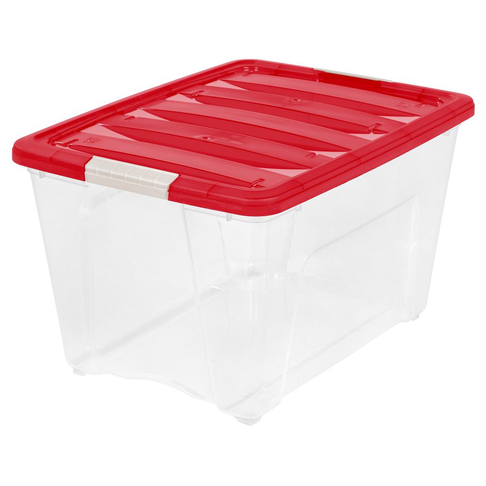 IRIS 54 Qt. Holiday Storage Tote in Red (3Pack)585055 The Home Depot