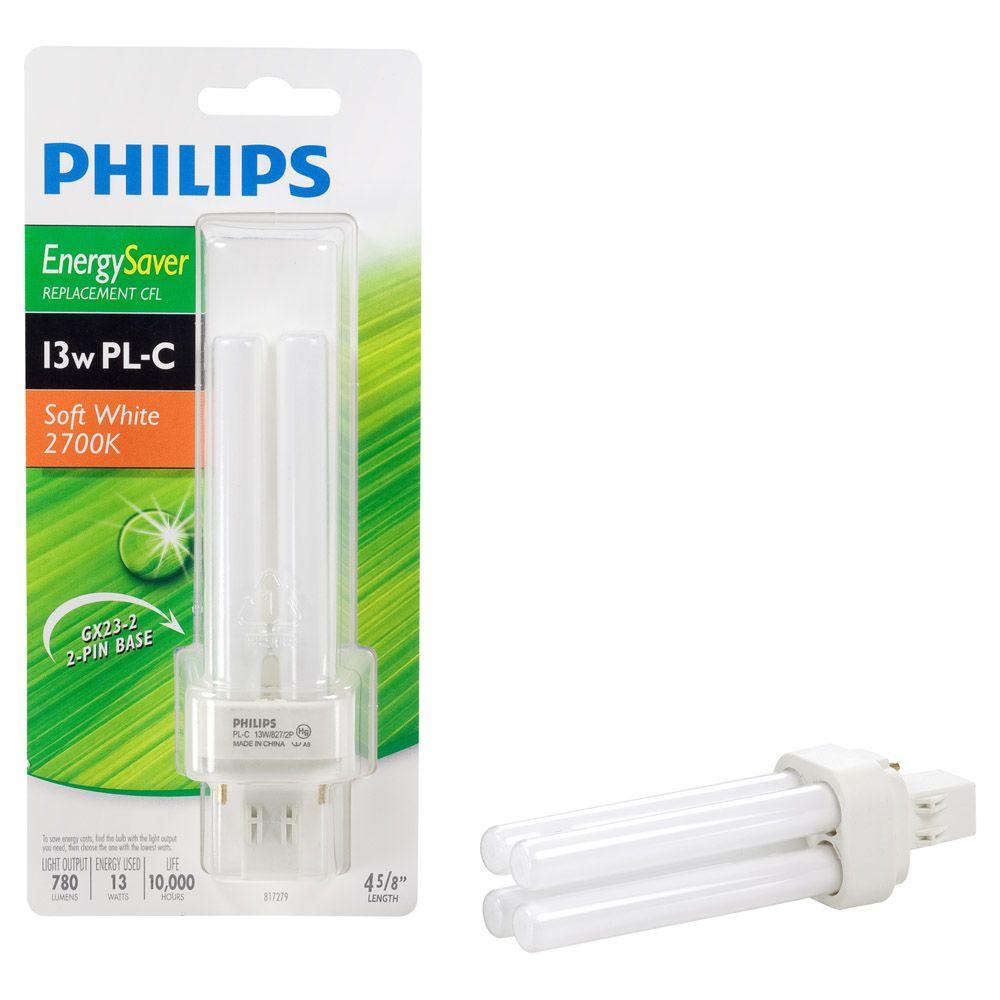 Philips 13-Watt Equivalent CFLNI 2-Pin GX23-2 CFL Light Bulb Soft White ...