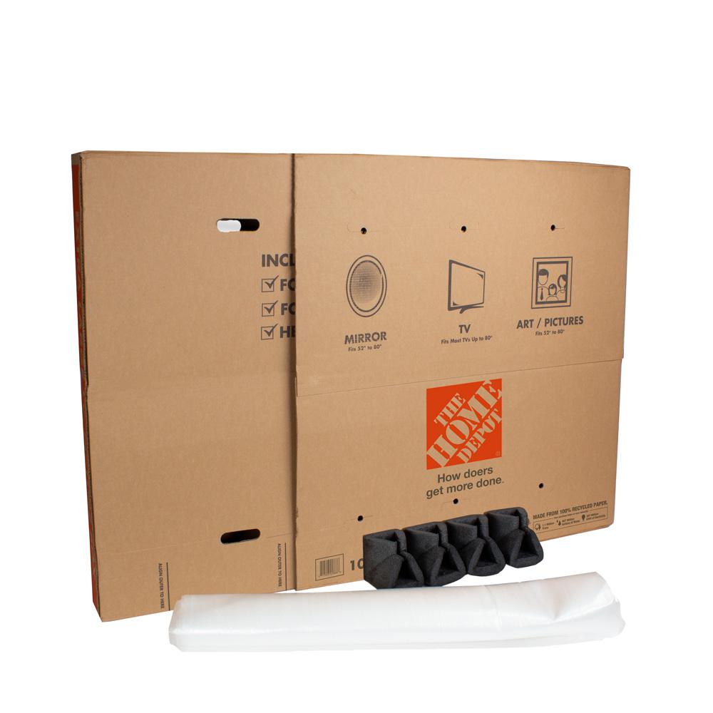 The Home Depot Heavy Duty Extra Large Adjustable Tv And Picture Moving Box With Handles Xltvpicbx The Home Depot