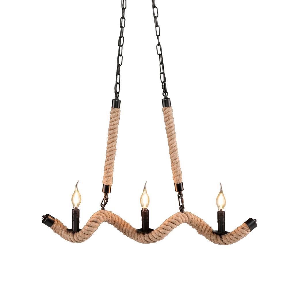 Hester 3 Light Matte Black Twisted Rope Pendant Lamp Hd88258 The Hester 3 Light Matte Black Twisted Rope Pendant Lamp