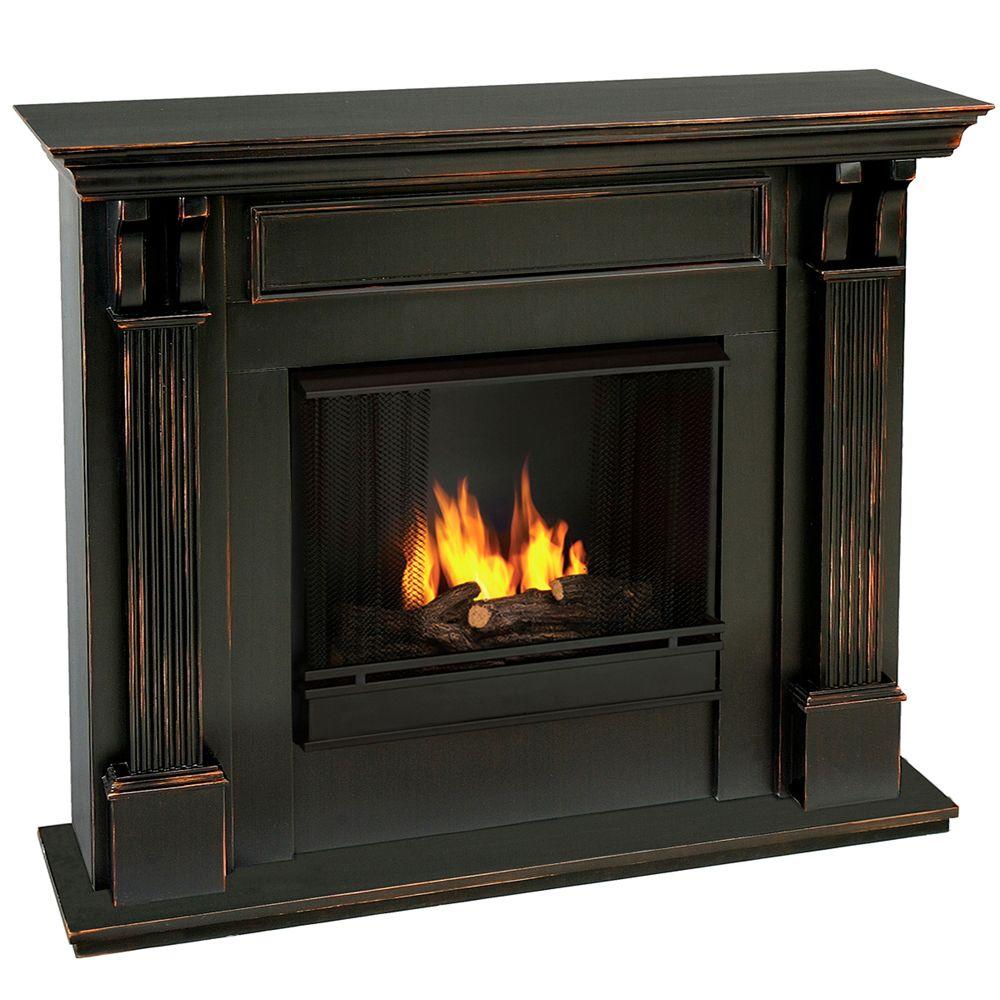 Real Flame Ashley 48 in. Gel Fuel Fireplace in Blackwash7100BW  The Home Depot