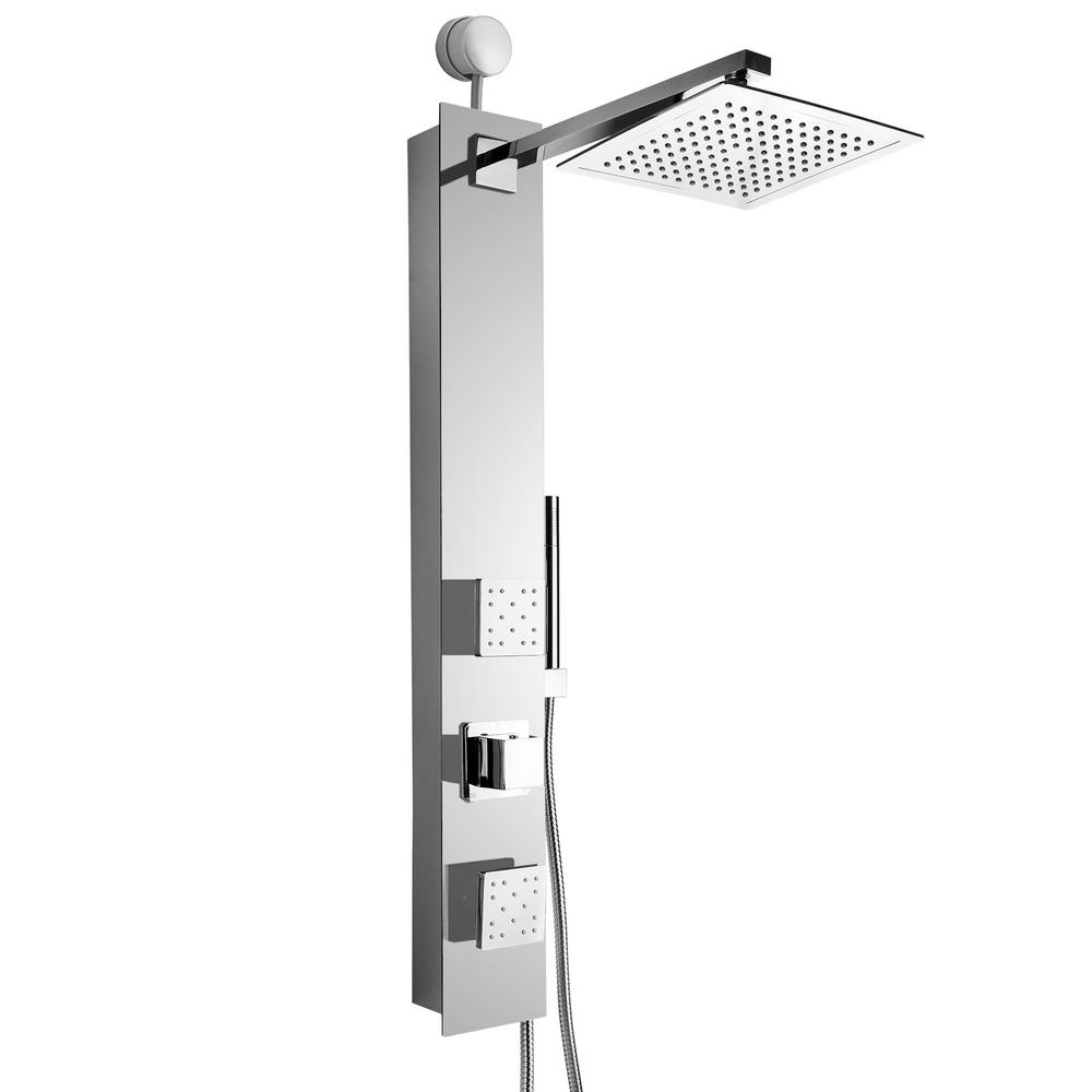 AKDY 35 in. 2Jet Easy Connect Shower Panel System in Mirror Tempered