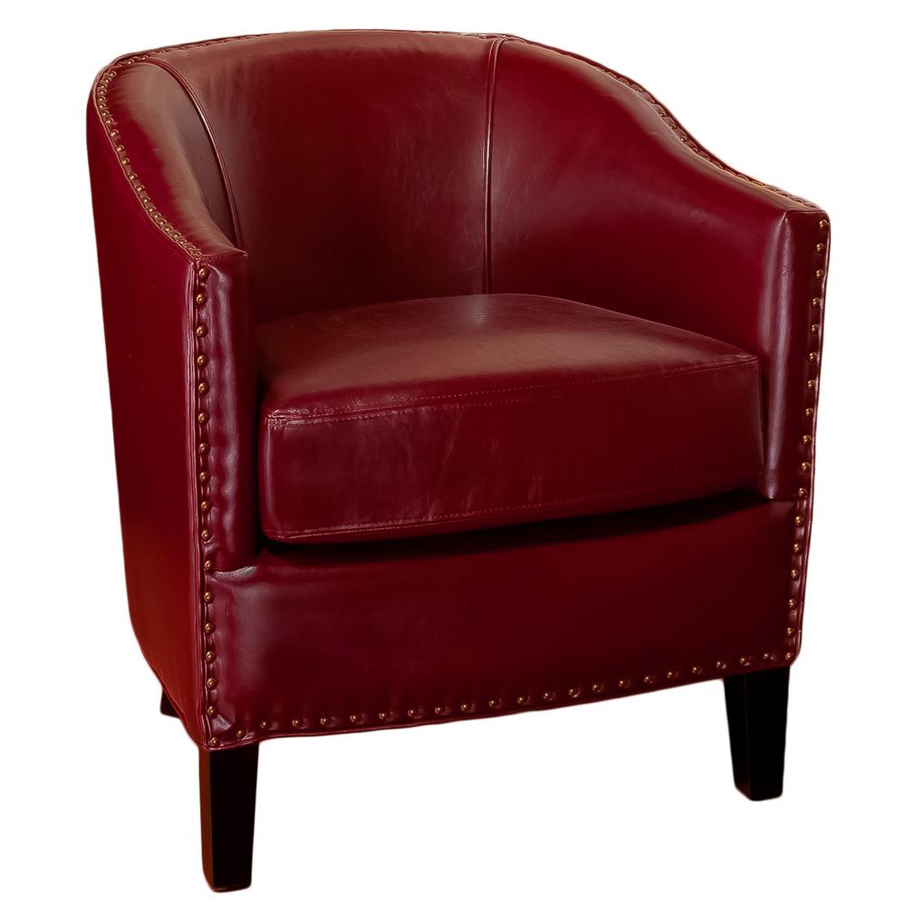 noble house austin red leather upholstered club chair39205  the home depot