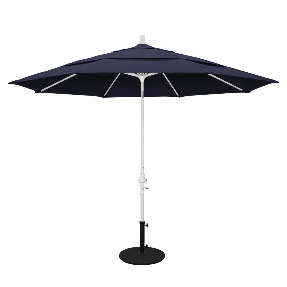 California Umbrella 11 Ft Aluminum Collar Tilt Double Vented Patio California Umbrella 11 Ft Aluminum Collar Tilt Double Vented Patio In Navy Blue Olefin