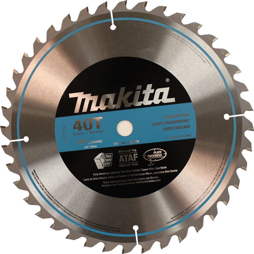 Makita 10 in. x 5/8 in. 40-Teeth Micro-Polished Miter Saw Blade-A-93669 ...