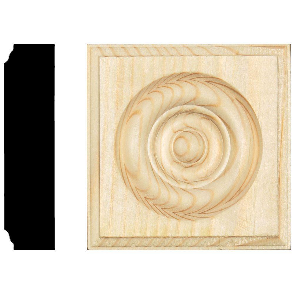 House Of Fara 7 8 In X 3 1 2 Pine Rosette Block House Of Fara 7 8 In X 3 1 2 Pine Rosette Block Moulding R10 The Home Depot