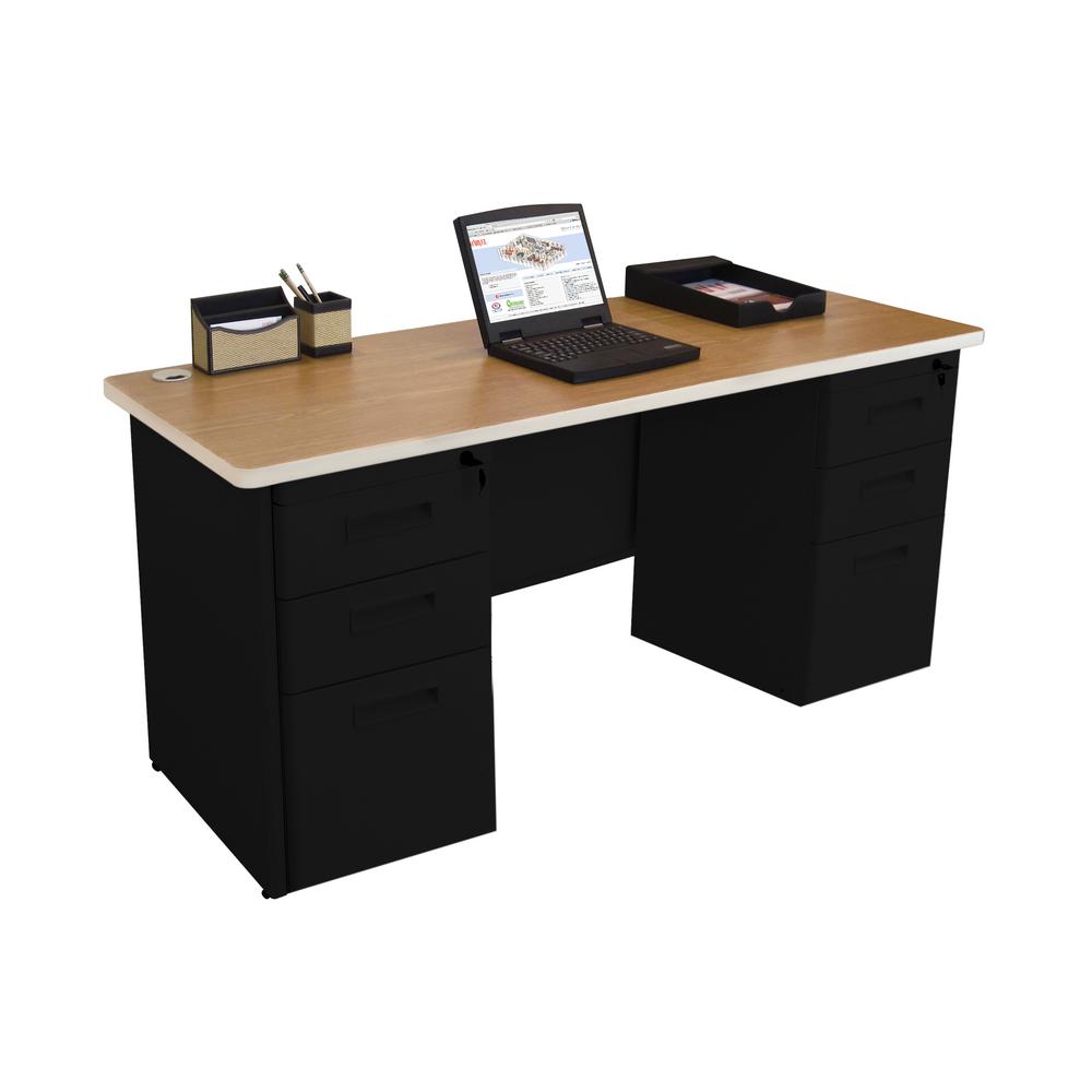 Ameriwood Home Nelson Black Oak Desk with DrawerHD55457 The Home Depot